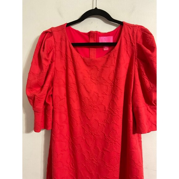Lilly Pulitzer Knowles Ruby Red Textured Puff Sleeve Dress XL - Picture 7 of 15